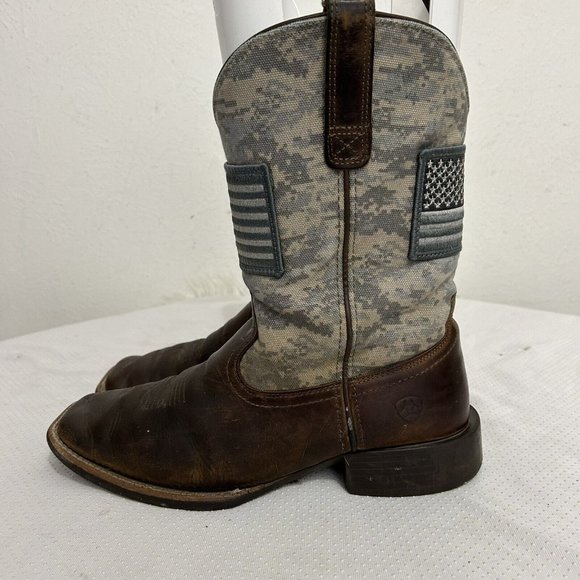 Ariat Other - Ariat Sport Patriot Western Boot Distressed Camo Square Toe Brown Mens Sz 9.5 D